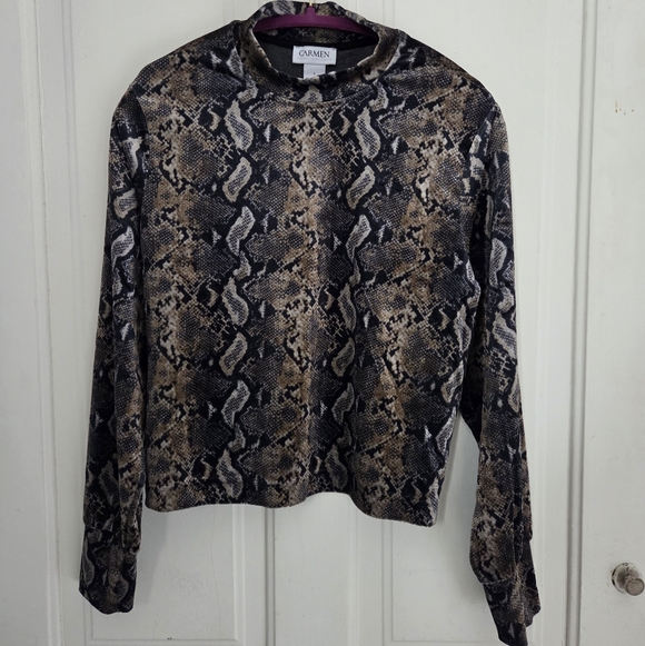 Carmen Marc Valvo Tops - Carmen Carmen Marc Valvo Velvet Snake Print Turtleneck Top